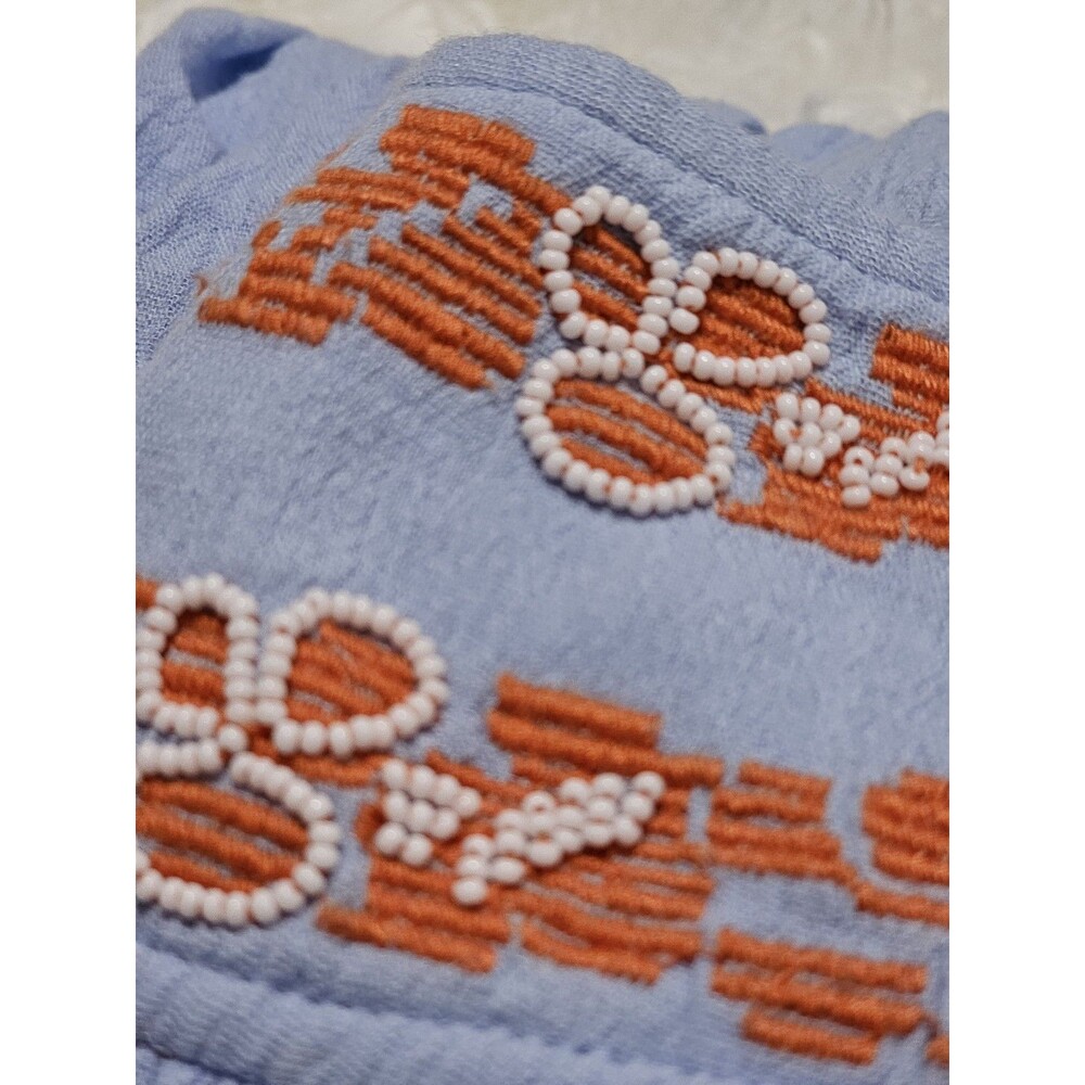 Tory Burch Skirt Womens Alexandria Light Blue with Orange Embroidery Sz 10 Boho - Picture 7 of 11